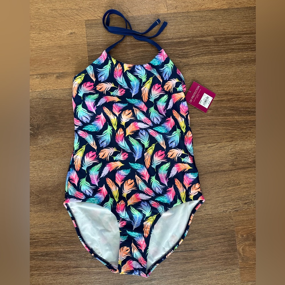 Kohl's NWT Vibrant Feather Print Girls 14 Swimwear